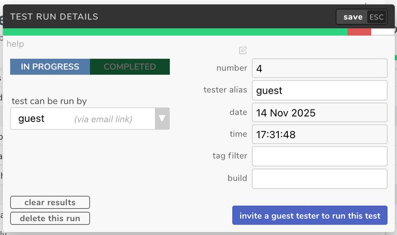 set up guest testing in testpad